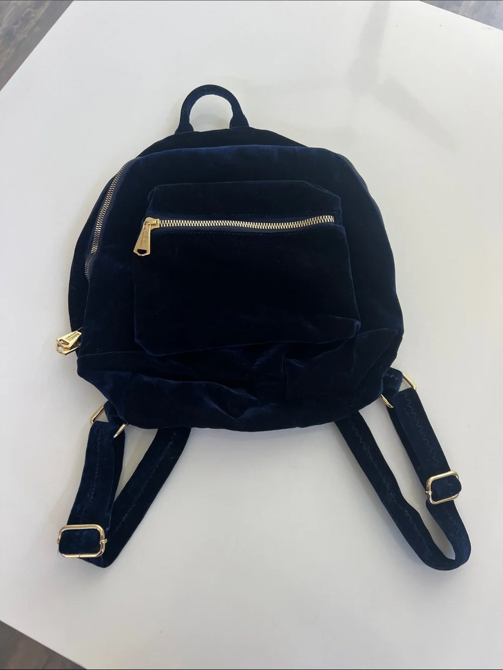 Aimee Kestenberg woodside royal deep navy blue velvet backpack book bag